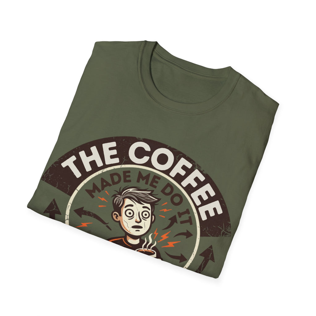 Unisex Softstyle T-Shirt, coffee made me do pun