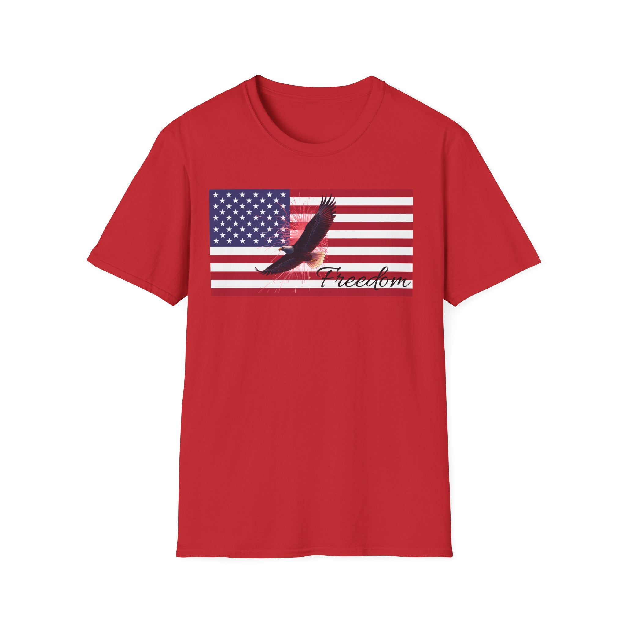 Unisex Softstyle T-Shirt, Red White and Boom Shirt, Funny 4th of July Trump Tee, Patriotic Eagle Fireworks Shirt, USA Party Shirt