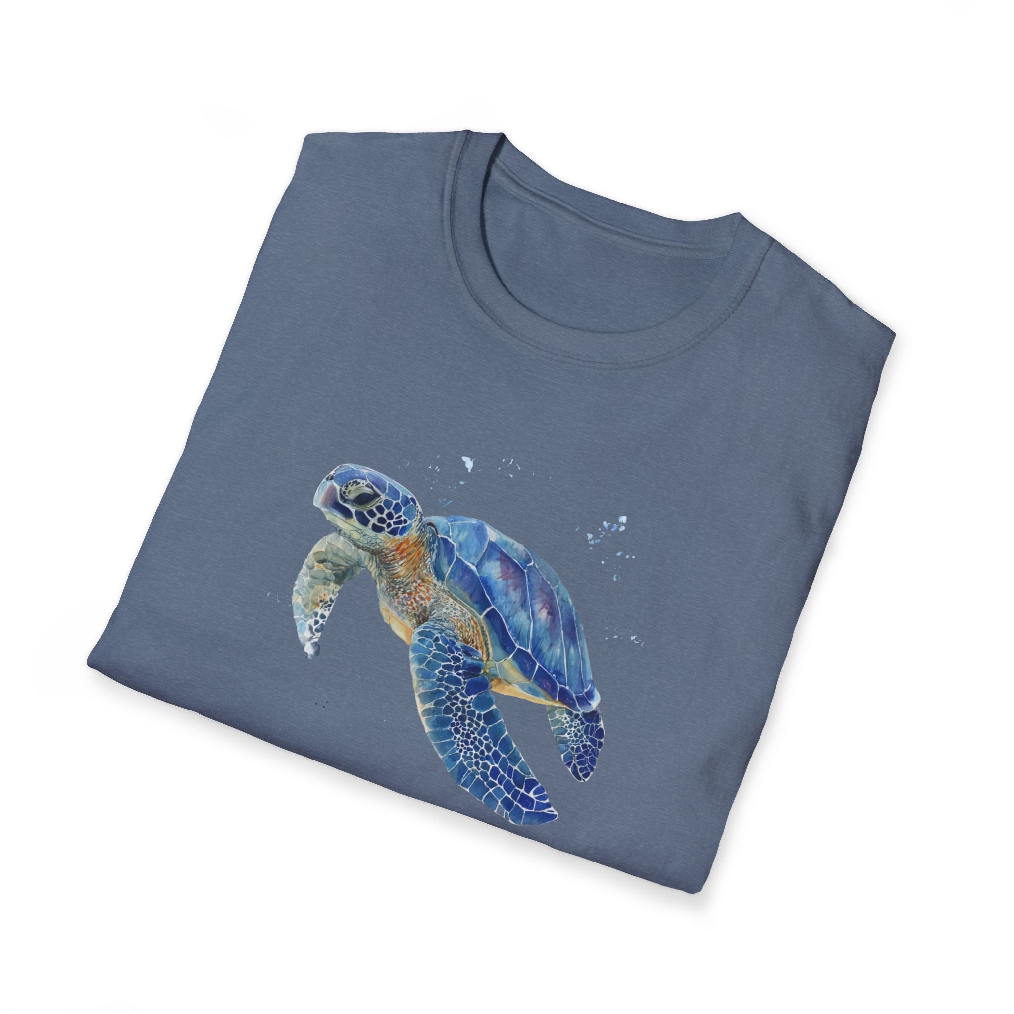 Unisex Softstyle ,T-Shirt Water Color Sea Turtle