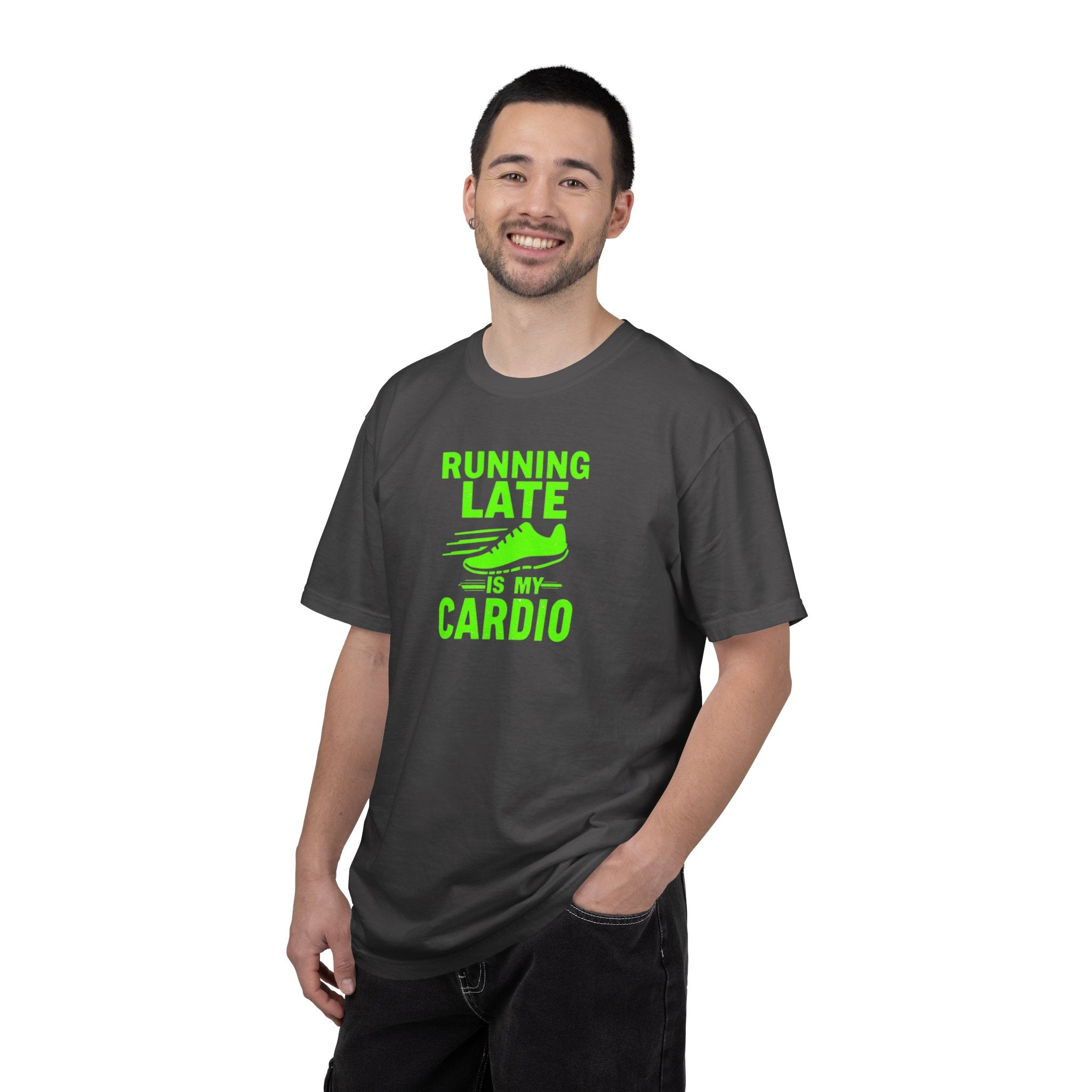 Unisex Garment-Dyed T-shirt,Running Late Is My Cardio Shirt, Funny Running Shirt, Gym Humor Tee, Runner Gift Shirt, Comfort Colors Fitness Tee