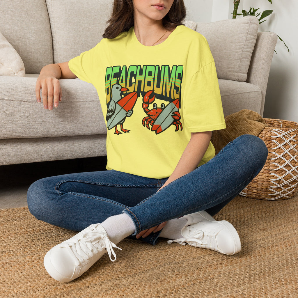 Unisex Softstyle T-Shirt, beachbums shirt, seagull and craps holding surf board