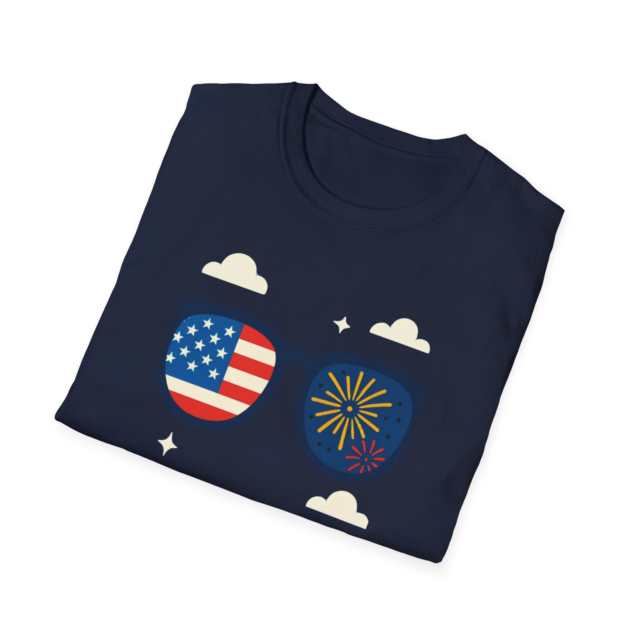 Unisex Softstyle T-Shirt, Happy Independence Day Cool USA Shirt, Patriotic Sunglasses Tee, Funny 4th of July Shirt
