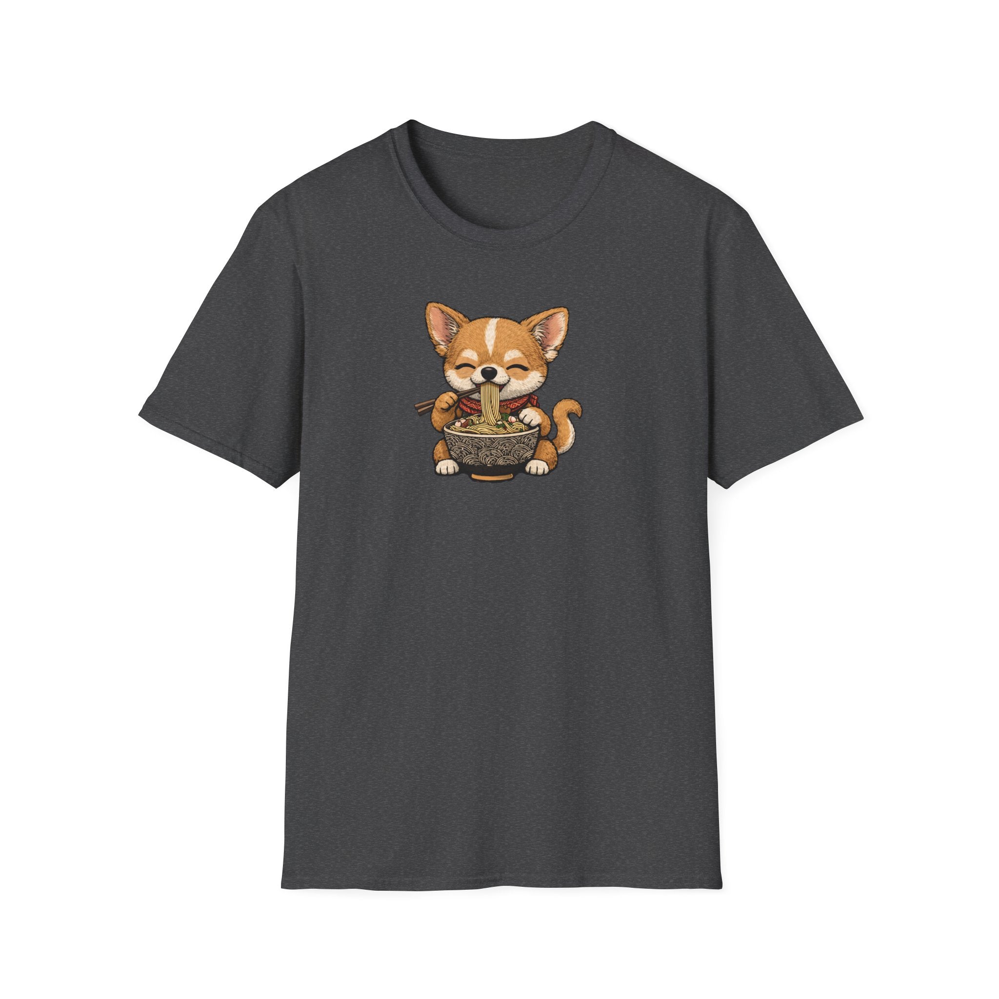 Unisex Softstyle T-Shirt, ramen eating dog