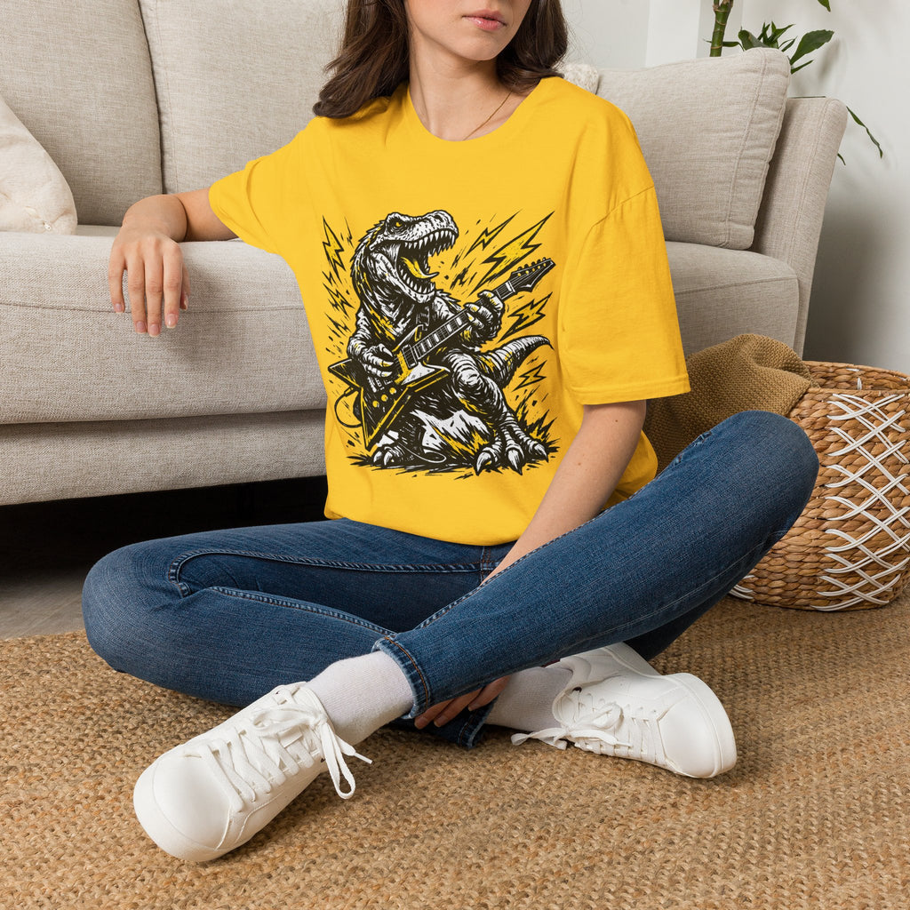 Unisex Softstyle T-Shirt, t-rex playing guitar