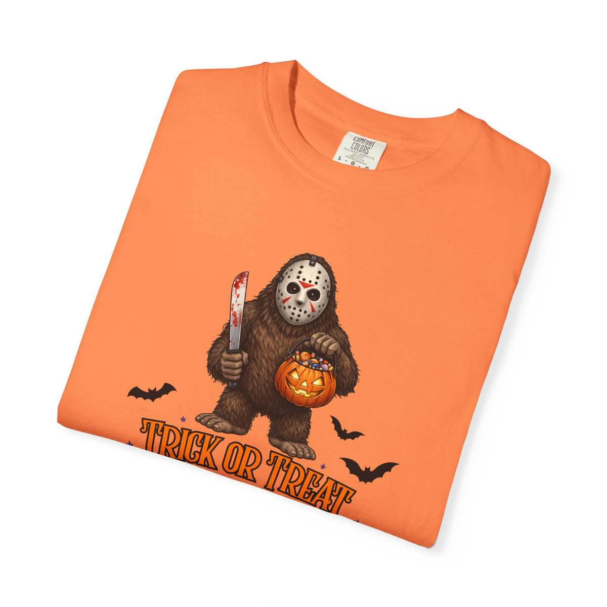 Unisex Garment-Dyed T-shirt, big foot wearing Jason mask