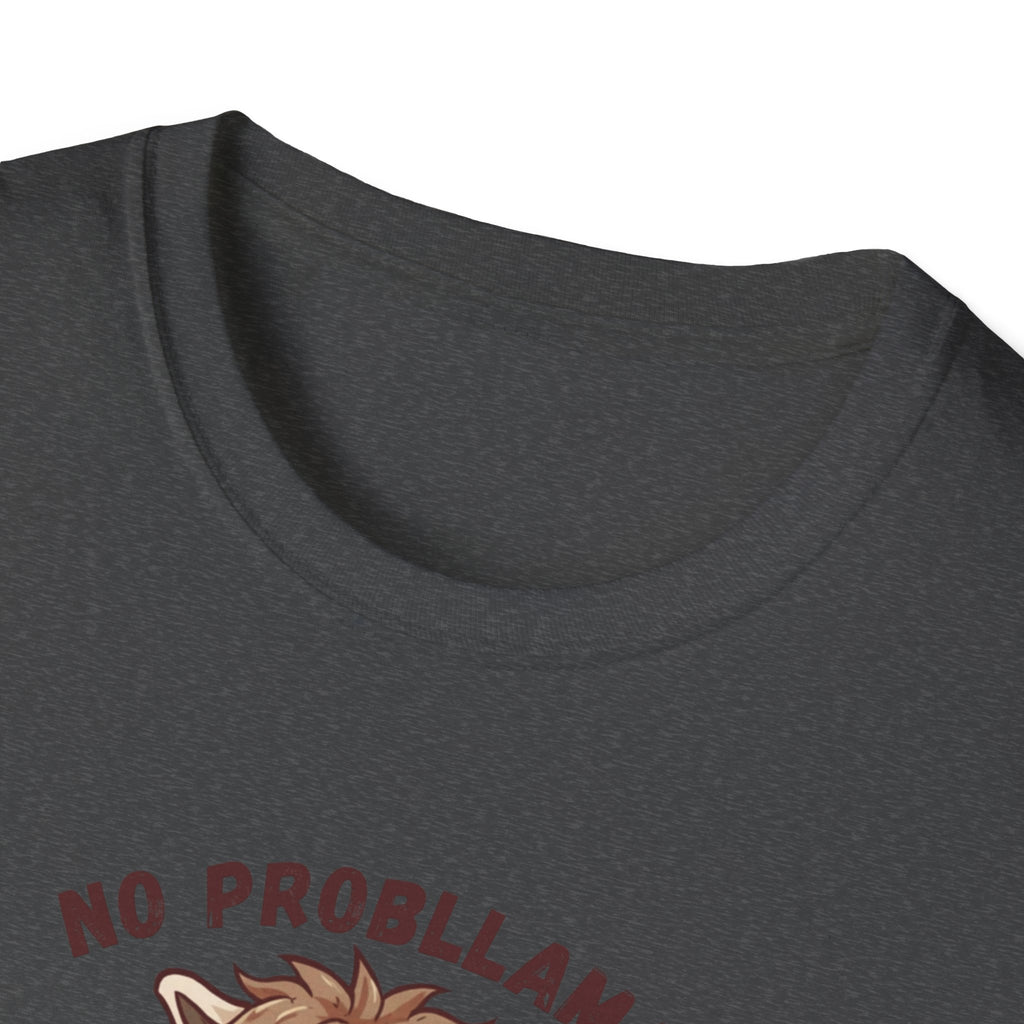 Unisex Softstyle T-Shirt, No Probllama Without Coffee Shirt, Funny Alpaca Coffee Tee, Sarcastic Morning Shirt, Coffee Addict Gift, Cute Animal Pun T-Shirt