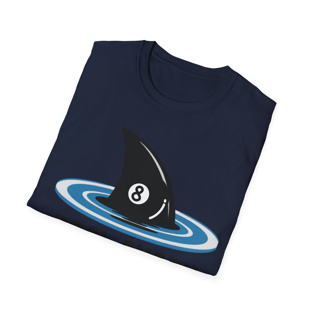 Unisex Softstyle T-Shirt, Minimalist Pool Shark Shirt, Modern Shark Billiards Tee, Simple Cue Sports Graphic