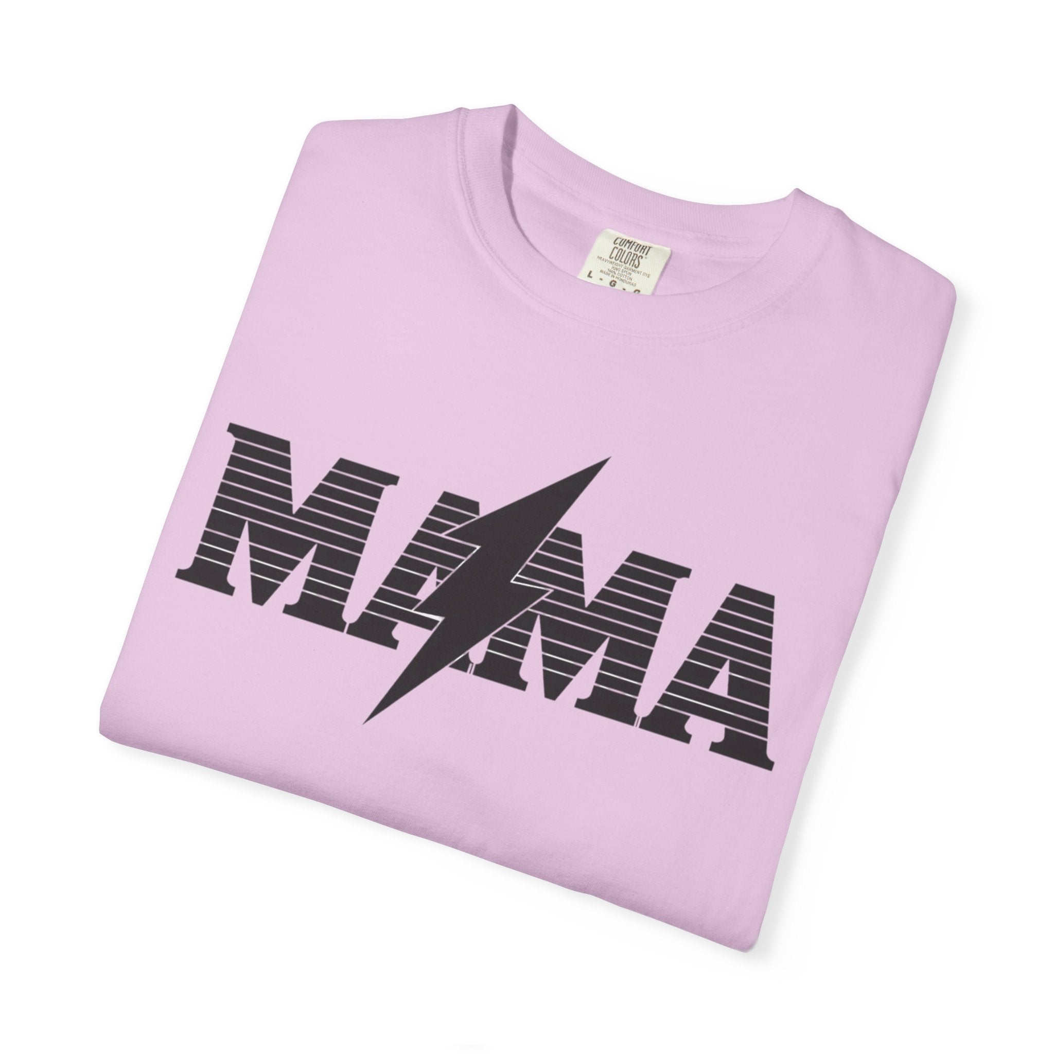 Unisex Garment-Dyed T-shirt, Mama Lightning Bolt Shirt, Minimalist Mama Tee, Trendy Mom Shirt