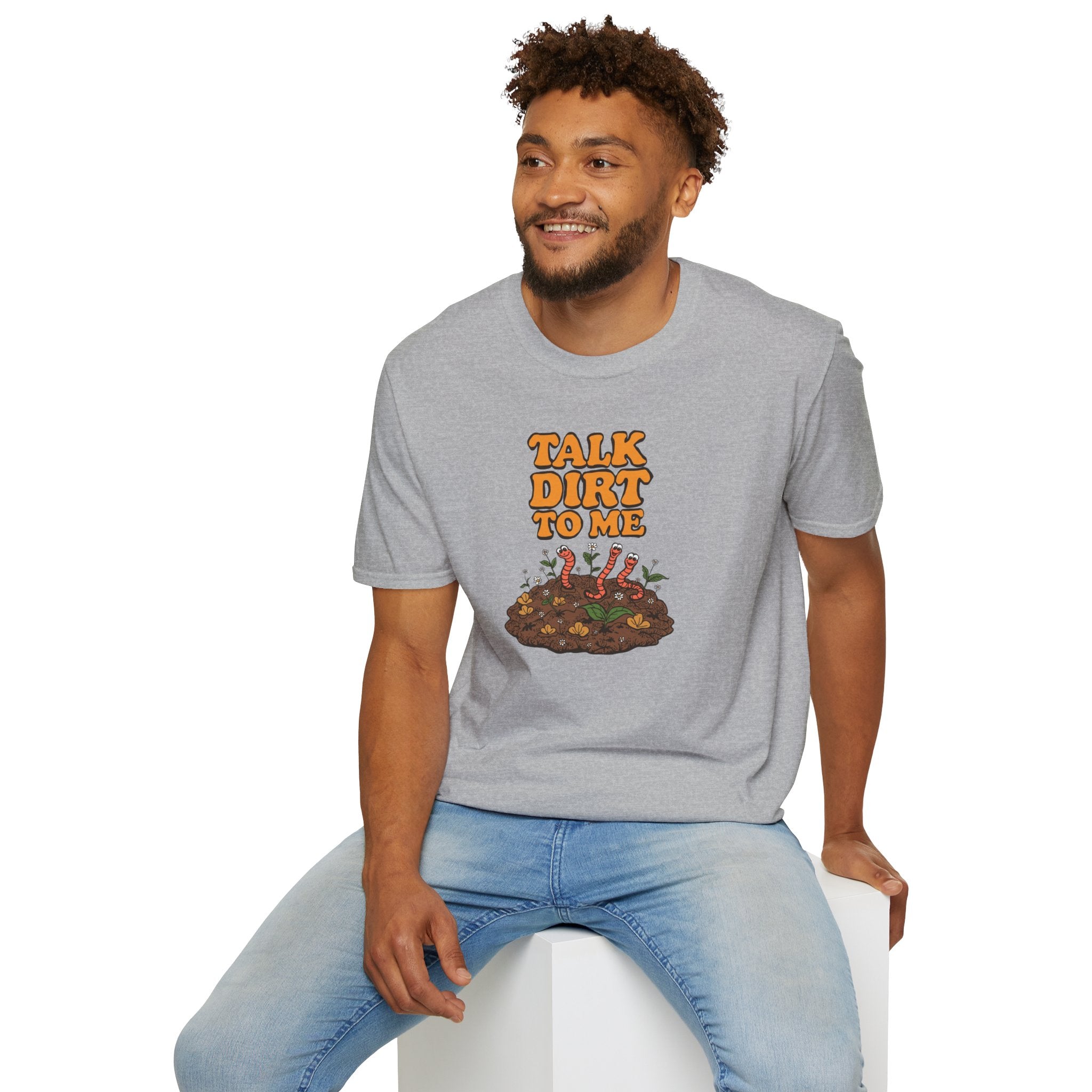 Unisex Softstyle T-Shirt,Talk Dirt To Me Shirt, Funny Gardener T-Shirt, Retro Gardening Tee, Plant Lover Gift, Spring Garden Shirt Women Men