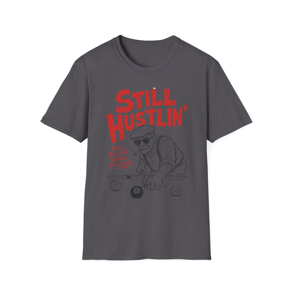 Unisex Softstyle T-Shirt, pool player still hustling