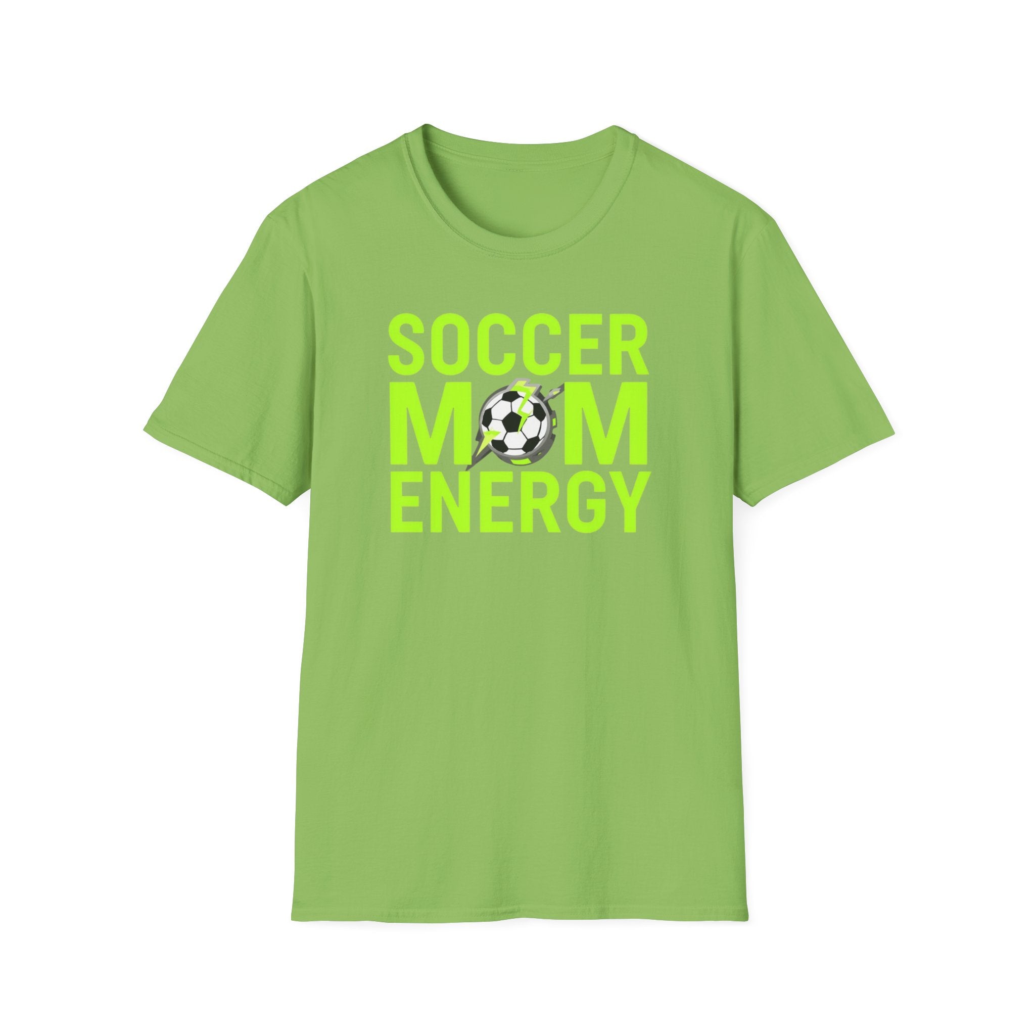 Unisex Softstyle T-Shirt, Soccer Mom Energy Shirt, Trendy Sports Mom Tee, Funny Soccer Mom Gift, Mother’s Day Shirt, Minimalist Athletic Mom
