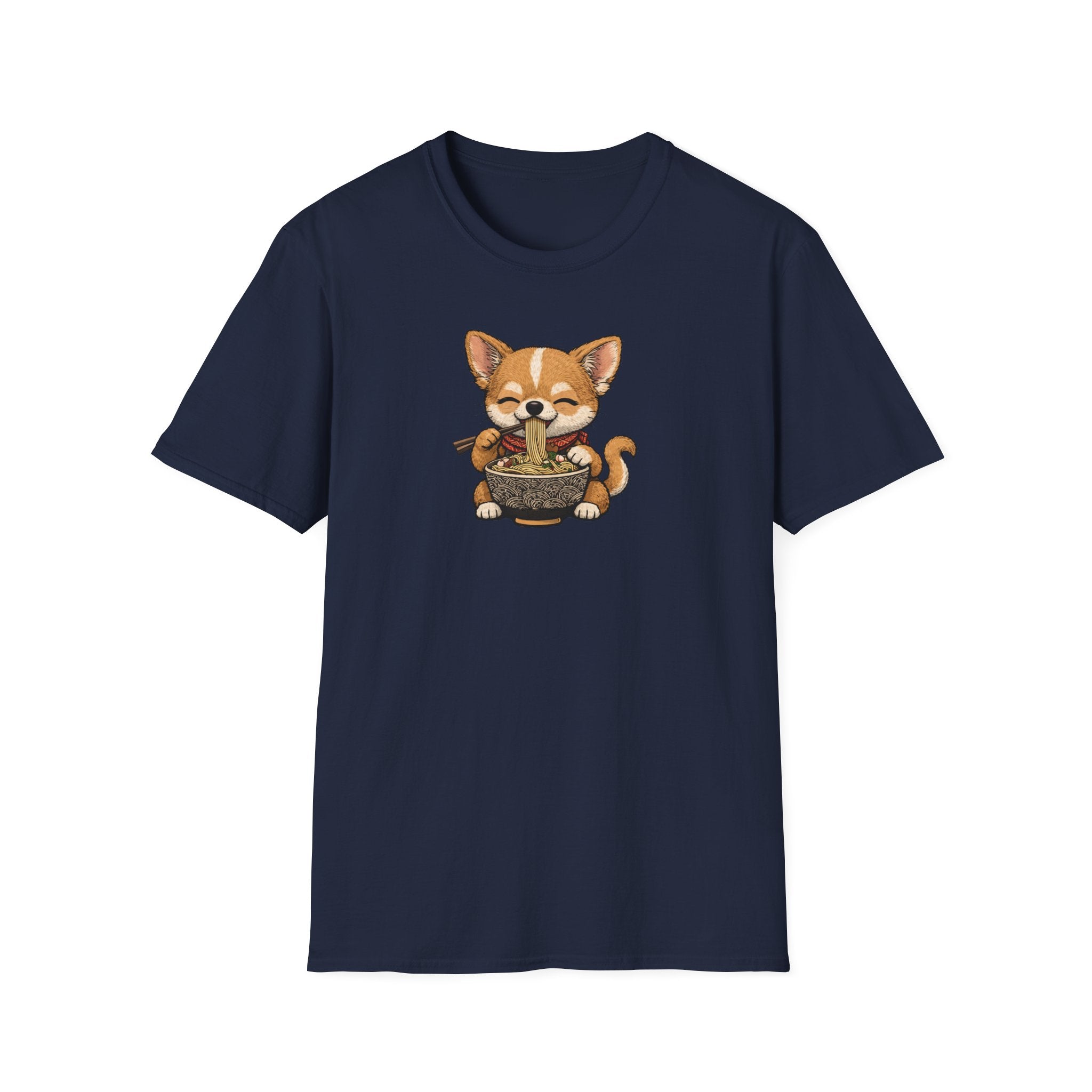 Unisex Softstyle T-Shirt, ramen eating dog