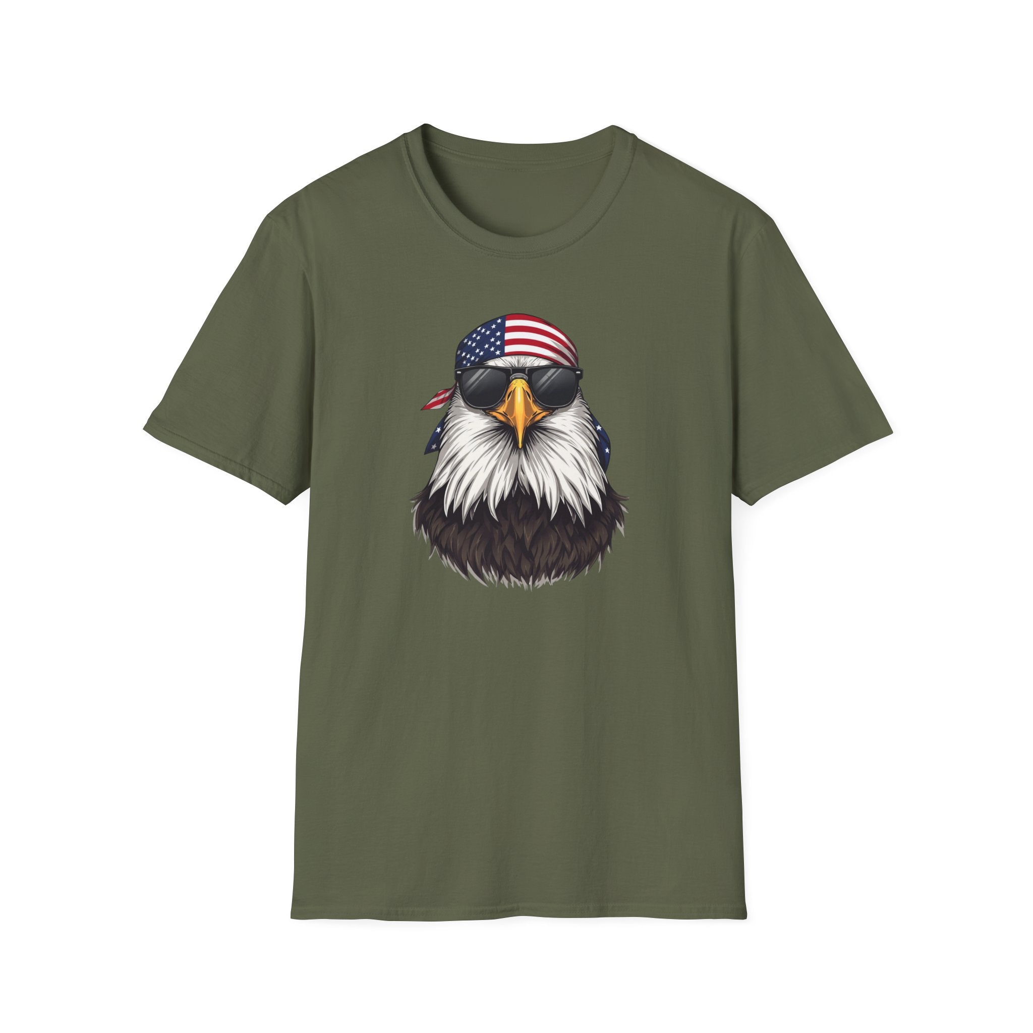 Unisex Softstyle T-Shirt, patriotic bald eagle