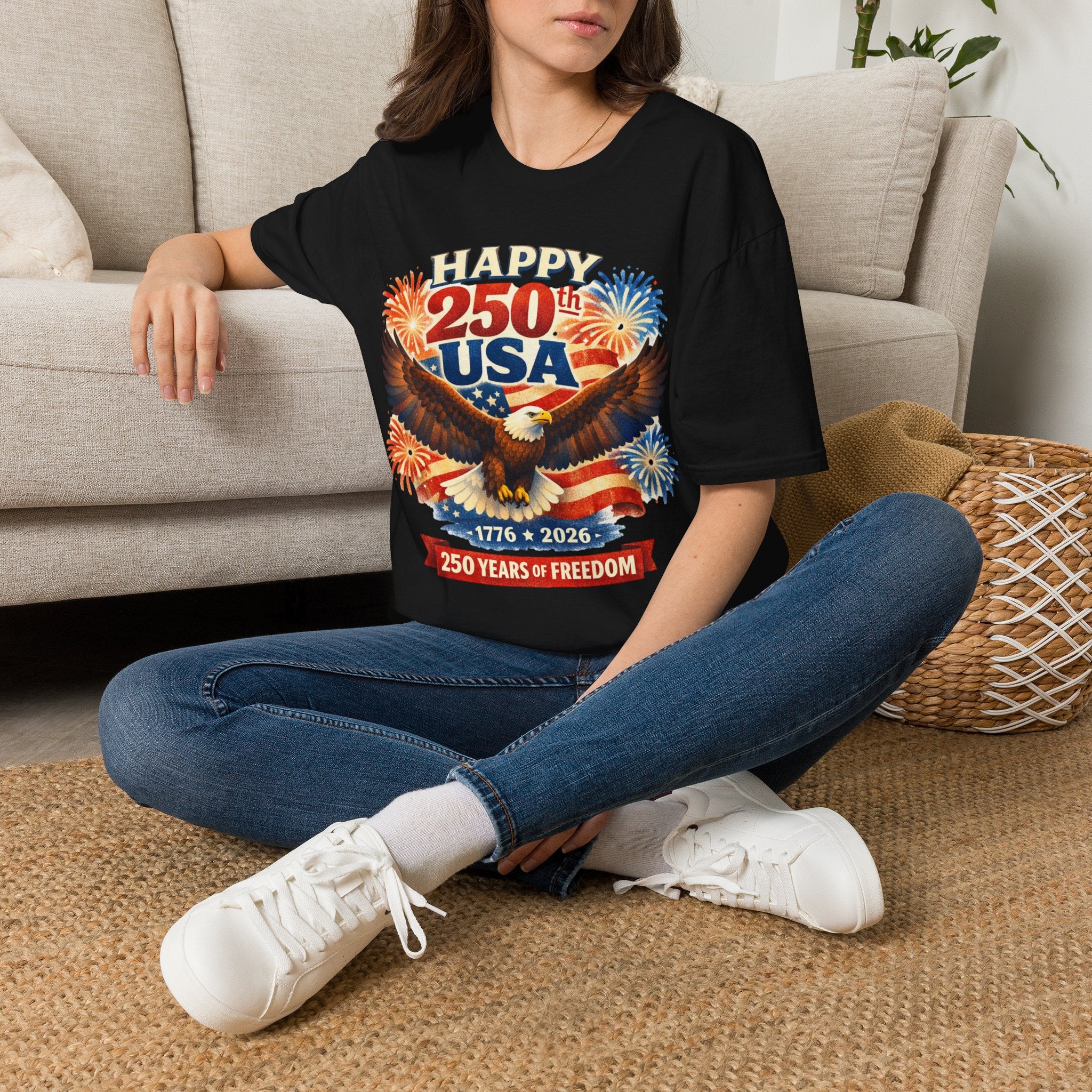 Unisex Softstyle T-Shirt, Happy 250th USA Shirt, 250 Years of Freedom Tee, Patriotic America 1776 2026 T-Shirt, USA Anniversary Shirt
