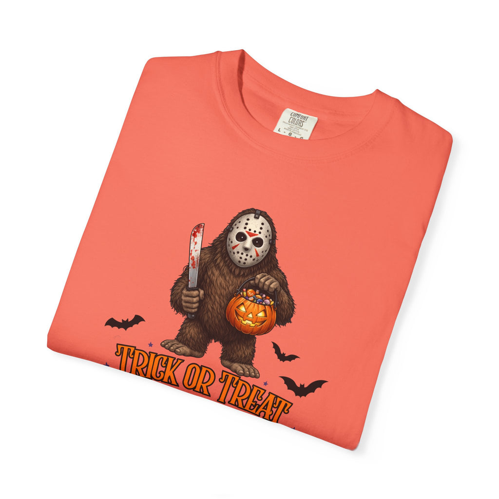 Unisex Garment-Dyed T-shirt, big foot wearing Jason mask