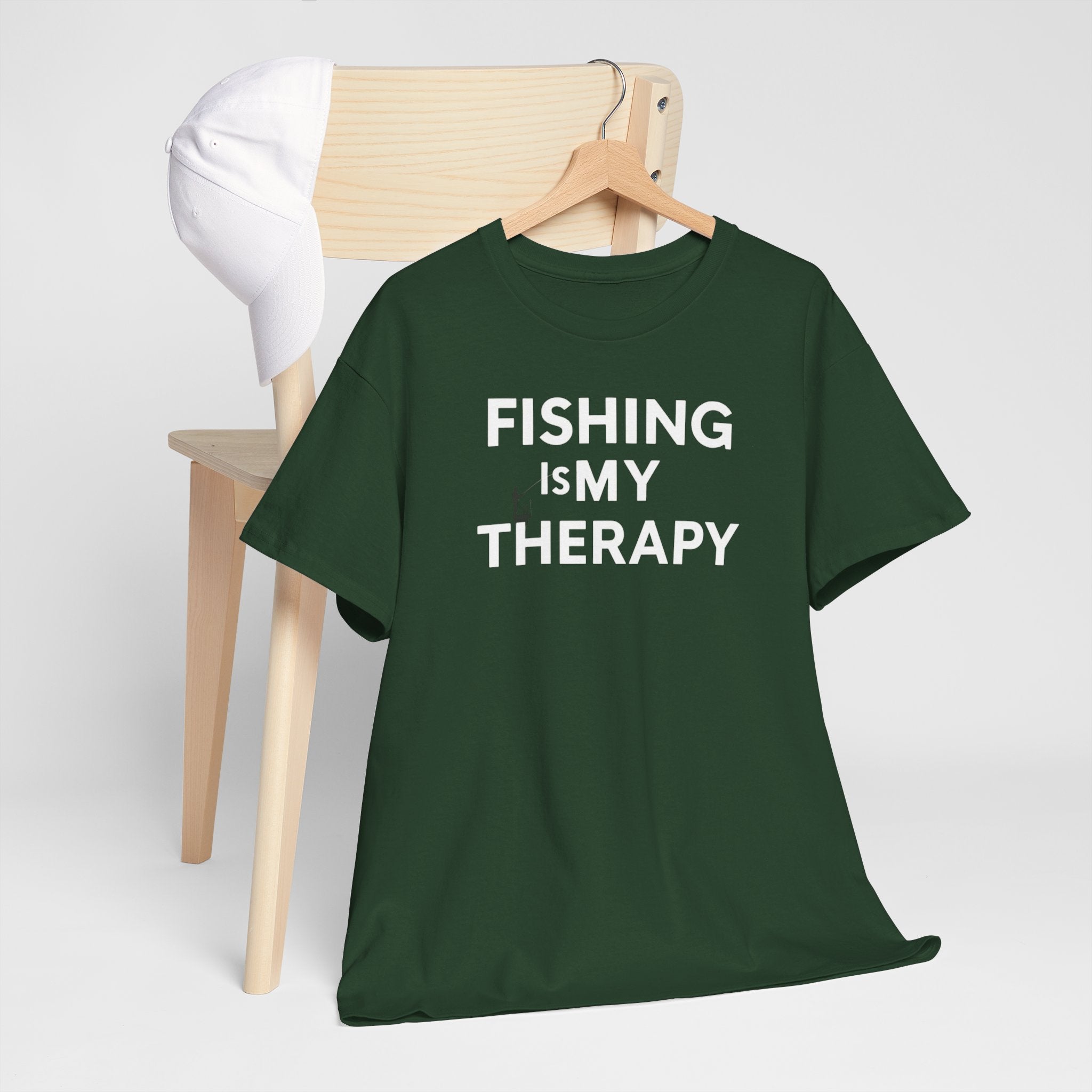 Unisex Heavy Cotton Tee, fishing is my  therapy