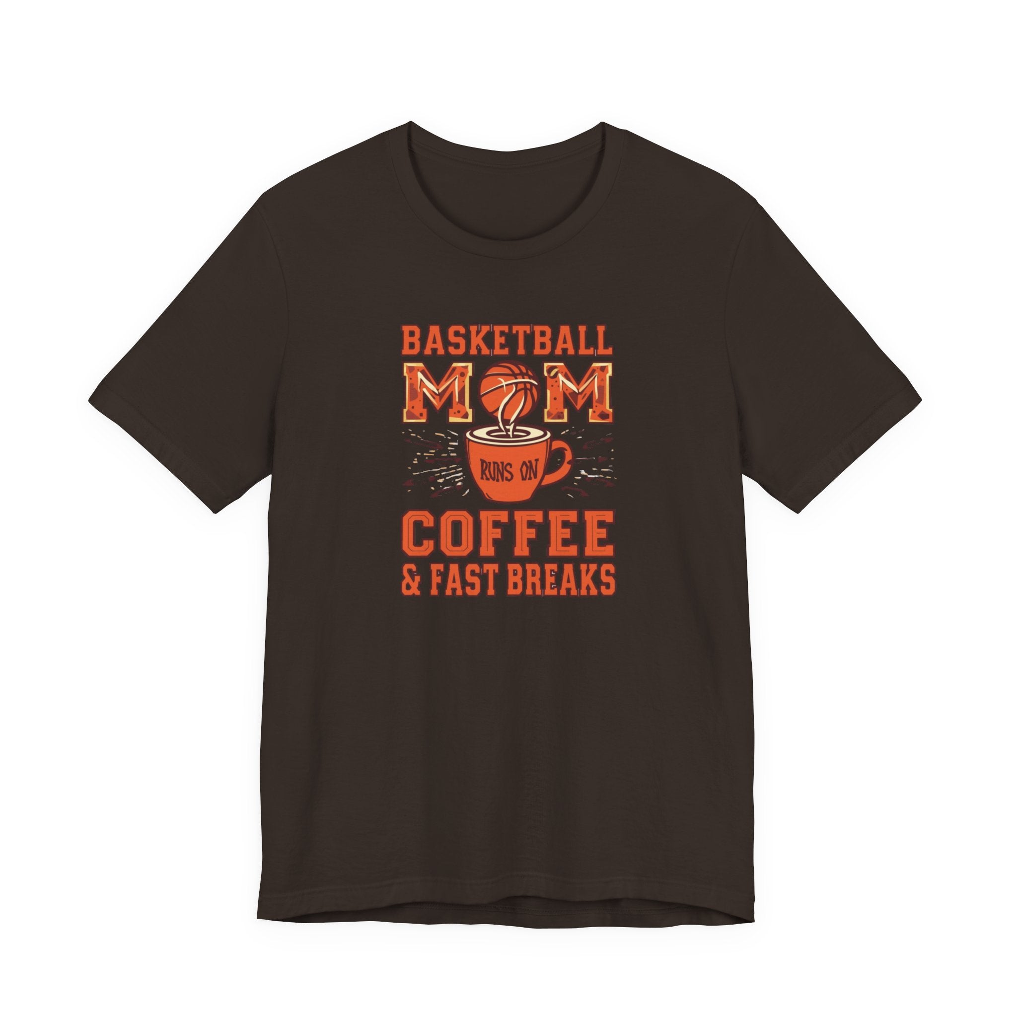 Unisex Jersey Short Sleeve Tee, Basketball Mom Shirt Runs on Coffee and Fast Breaks, Funny Sports Mom Tee, Mother’s Day Gift for Basketball Mom