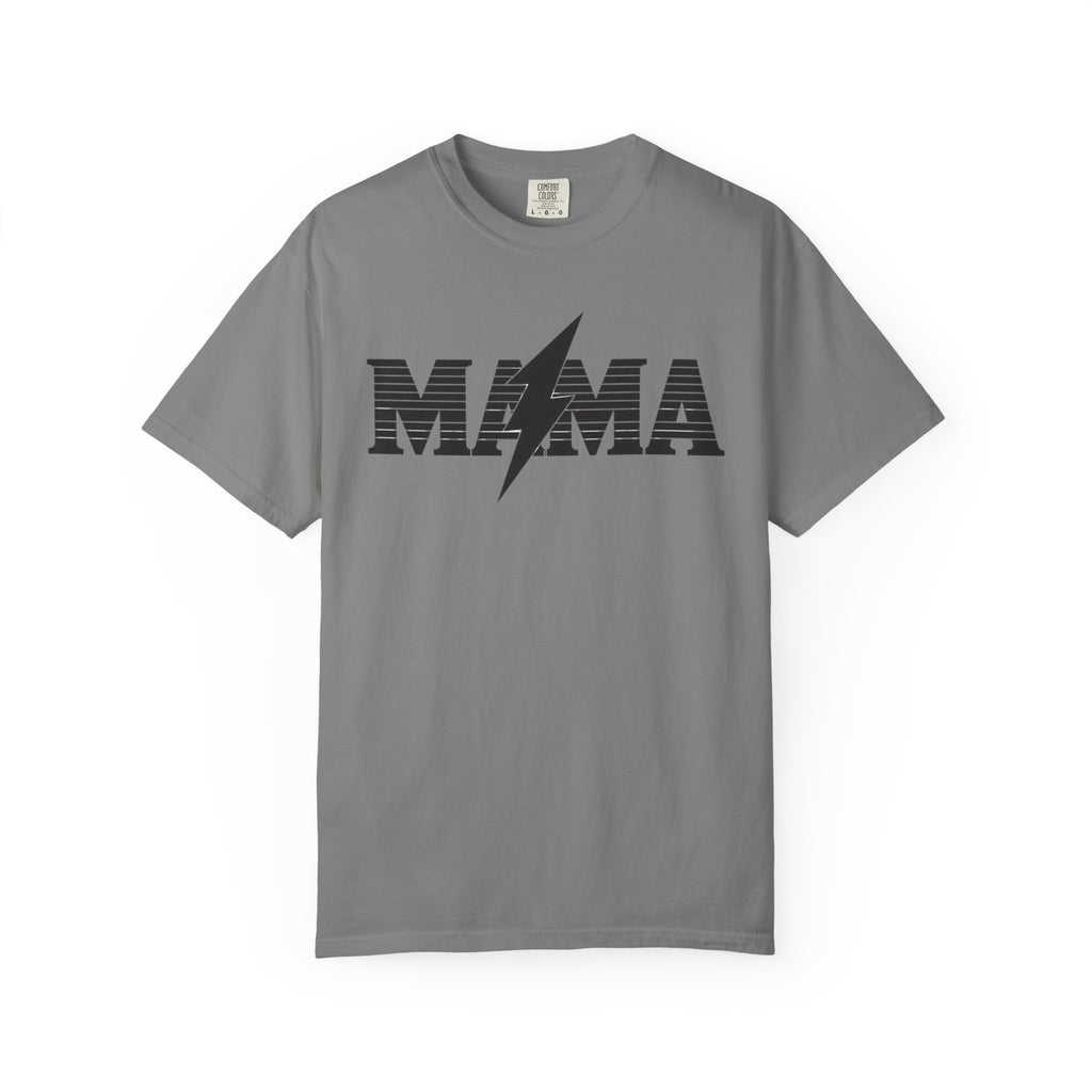 Unisex Garment-Dyed T-shirt, Mama Lightning Bolt Shirt, Minimalist Mama Tee, Trendy Mom Shirt