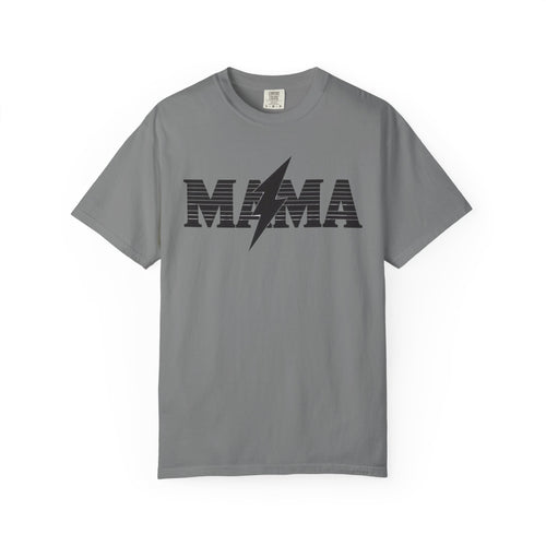 Unisex Garment-Dyed T-shirt, Mama Lightning Bolt Shirt, Minimalist Mama Tee, Trendy Mom Shirt