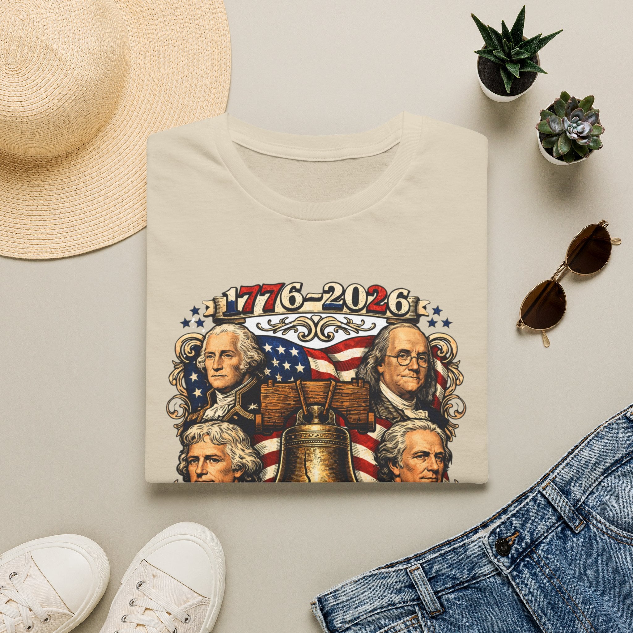 Unisex Softstyle T-Shirt, 250 Years of Liberty Shirt, Founding Fathers Tee, America 1776 2026 Patriotic T-Shirt