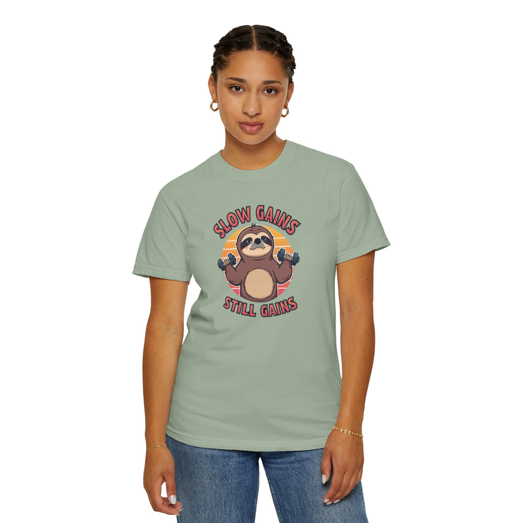 Unisex Garment-Dyed T-shirt, sloth workout