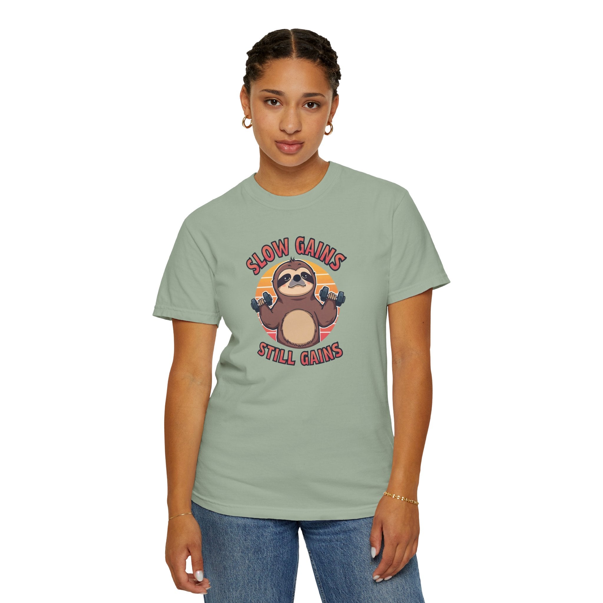 Unisex Garment-Dyed T-shirt, sloth workout