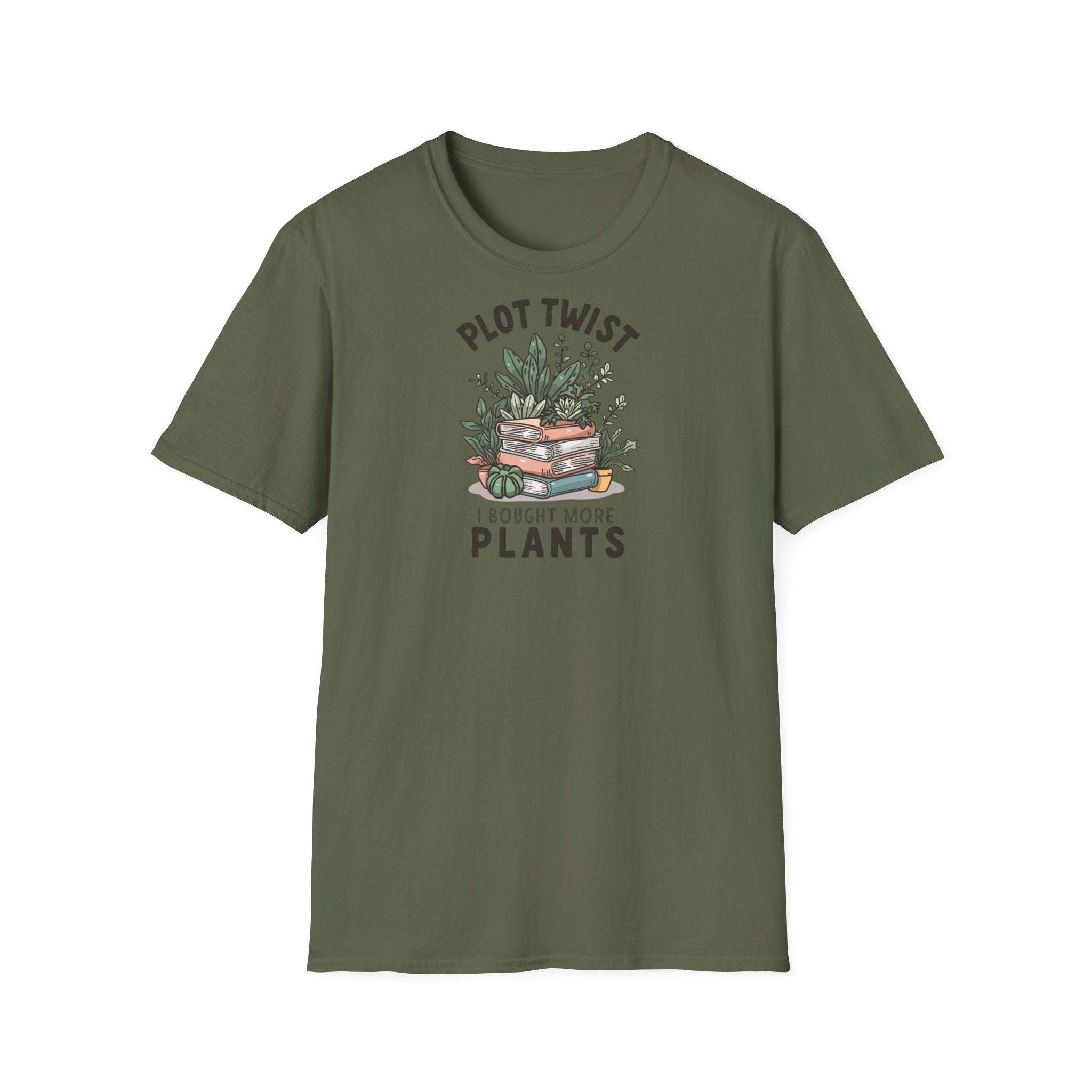 Unisex Softstyle T-Shirt,Plot Twist I Bought More Plants Shirt, Funny Plant Lover Tee, Book Lover Plant Mom Gift, Houseplant Humor T-Shirt