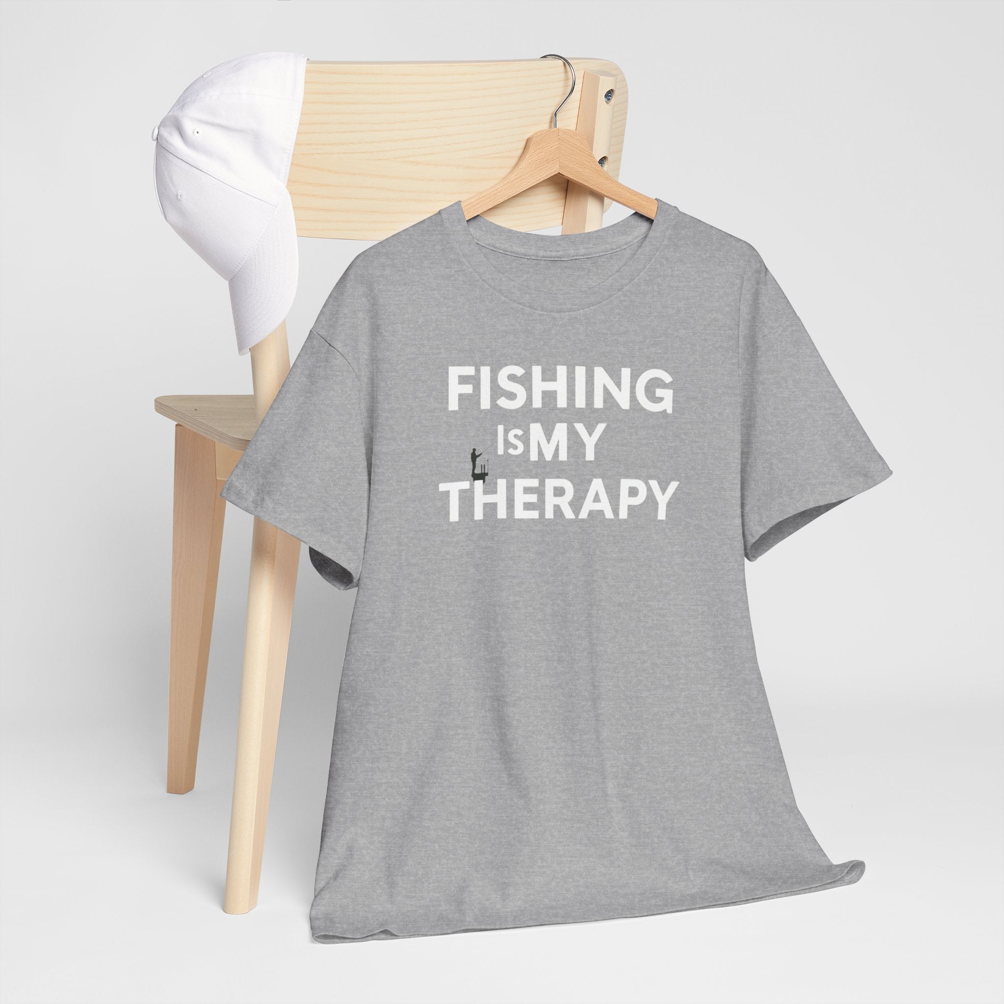 Unisex Heavy Cotton Tee, fishing is my  therapy