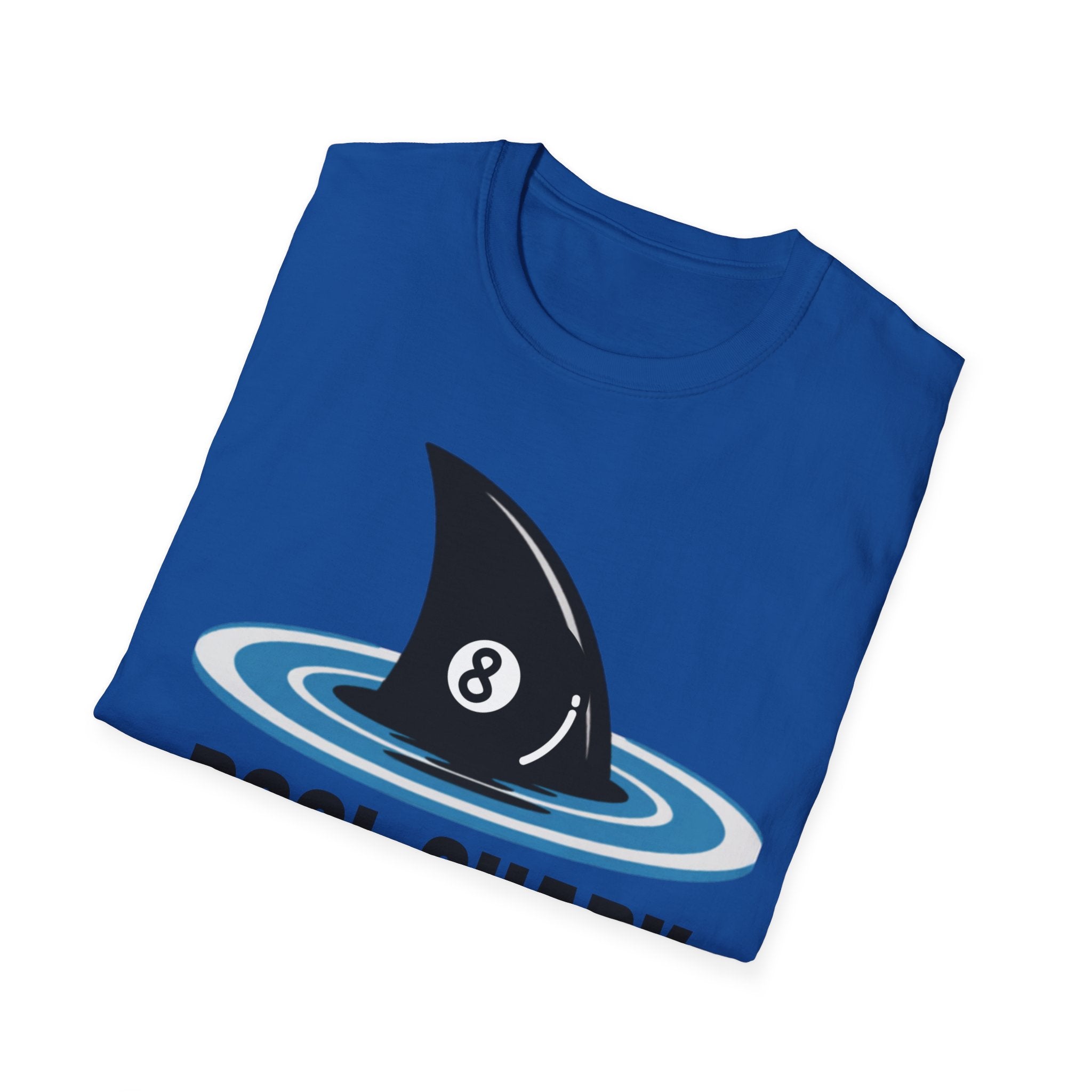 Unisex Softstyle T-Shirt, Minimalist Pool Shark Shirt, Modern Shark Billiards Tee, Simple Cue Sports Graphic