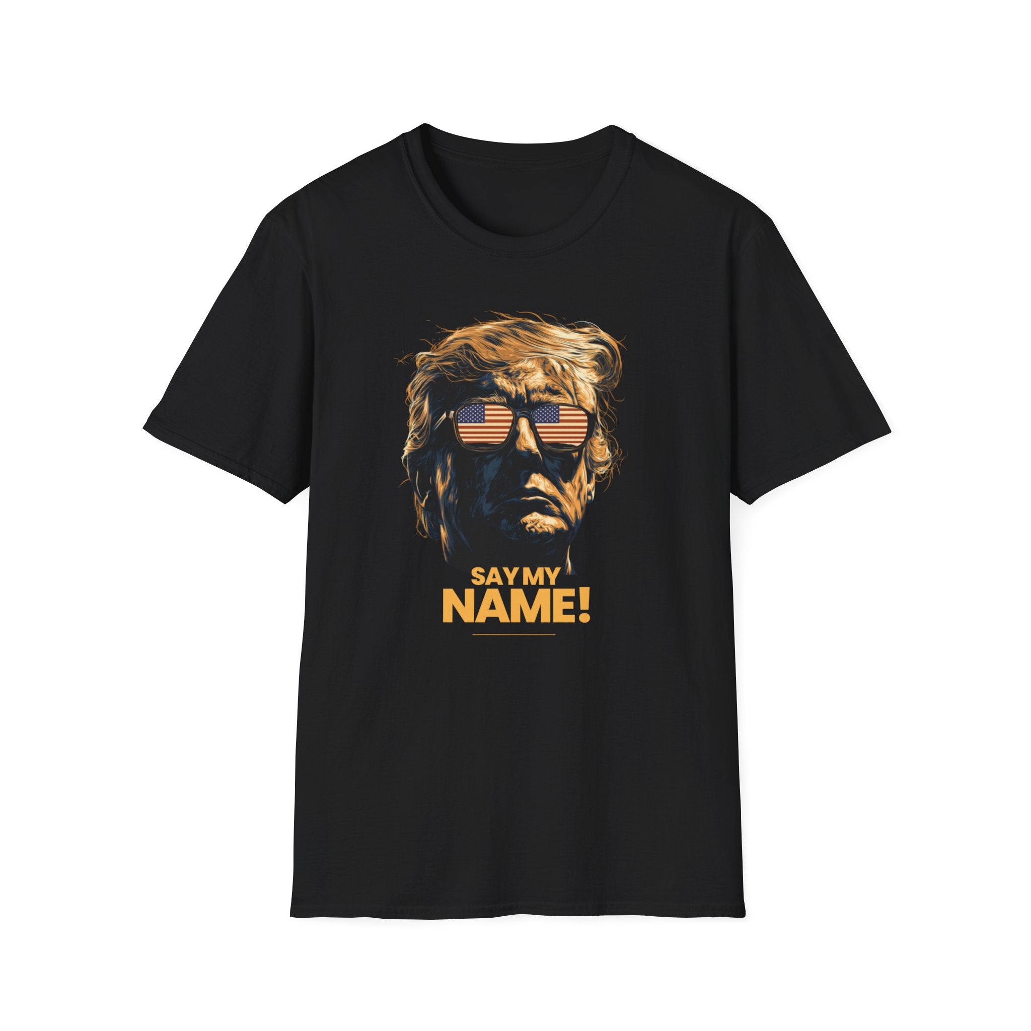 Unisex Softstyle T-Shirt, Whats My Name Shirt Minimal Trump Tee, Streetwear Graphic Tee, Funny Political Shirt, Trendy Minimalist Shirt
