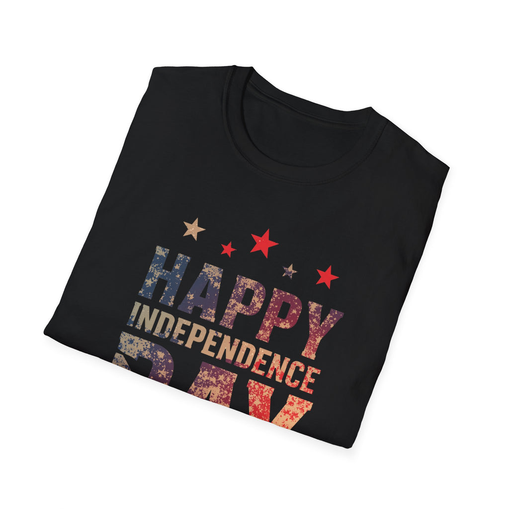 Unisex Softstyle T-Shirt, Happy Independence Day Minimal Shirt, Modern Patriotic Tee, Simple USA Shirt