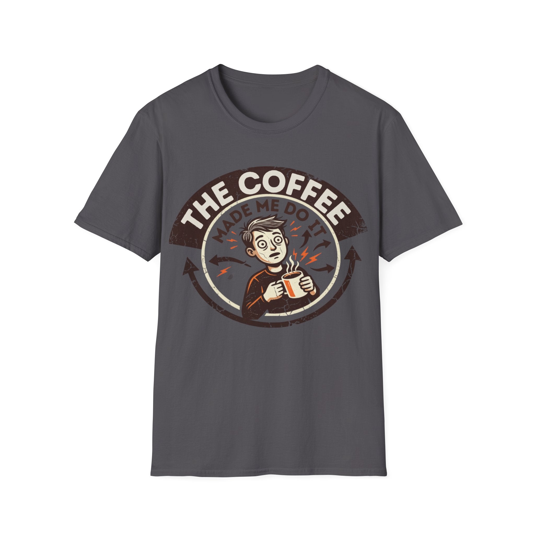 Unisex Softstyle T-Shirt, coffee made me do pun