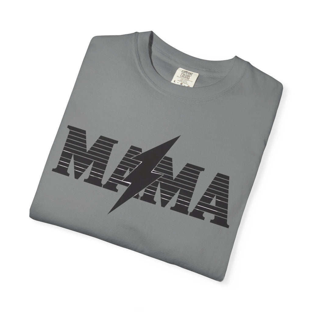 Unisex Garment-Dyed T-shirt, Mama Lightning Bolt Shirt, Minimalist Mama Tee, Trendy Mom Shirt