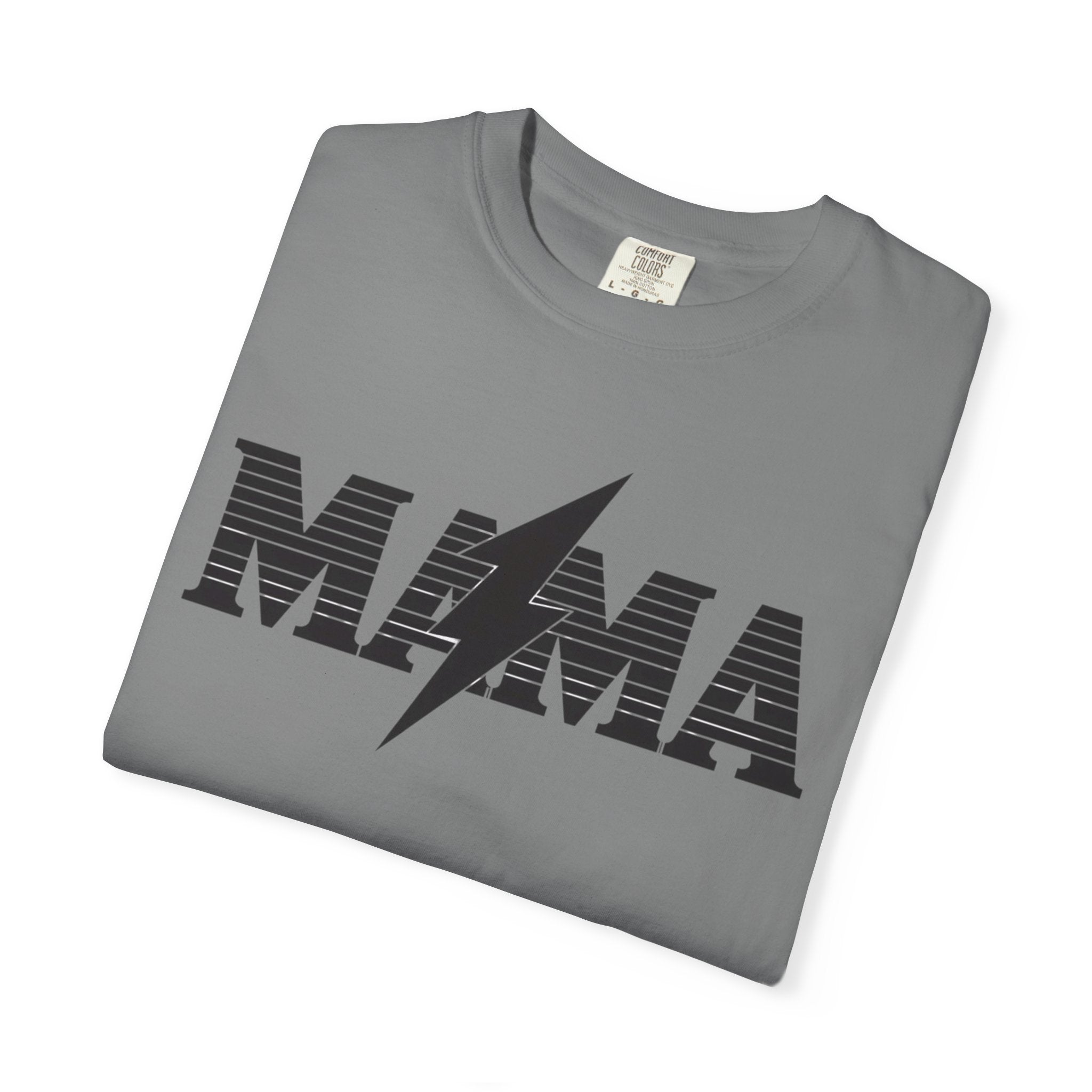 Unisex Garment-Dyed T-shirt, Mama Lightning Bolt Shirt, Minimalist Mama Tee, Trendy Mom Shirt