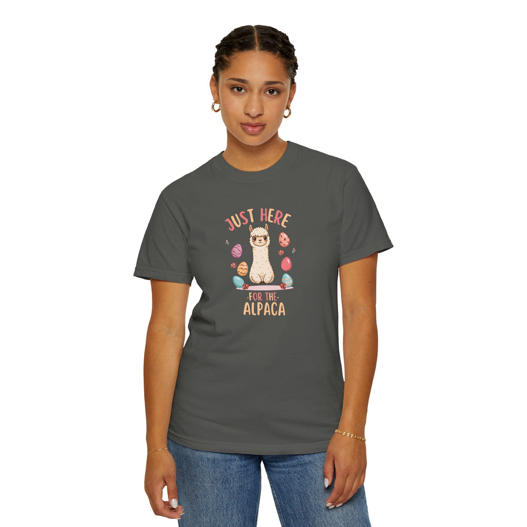 Unisex Garment-Dyed T-shirt, here for the alpaca