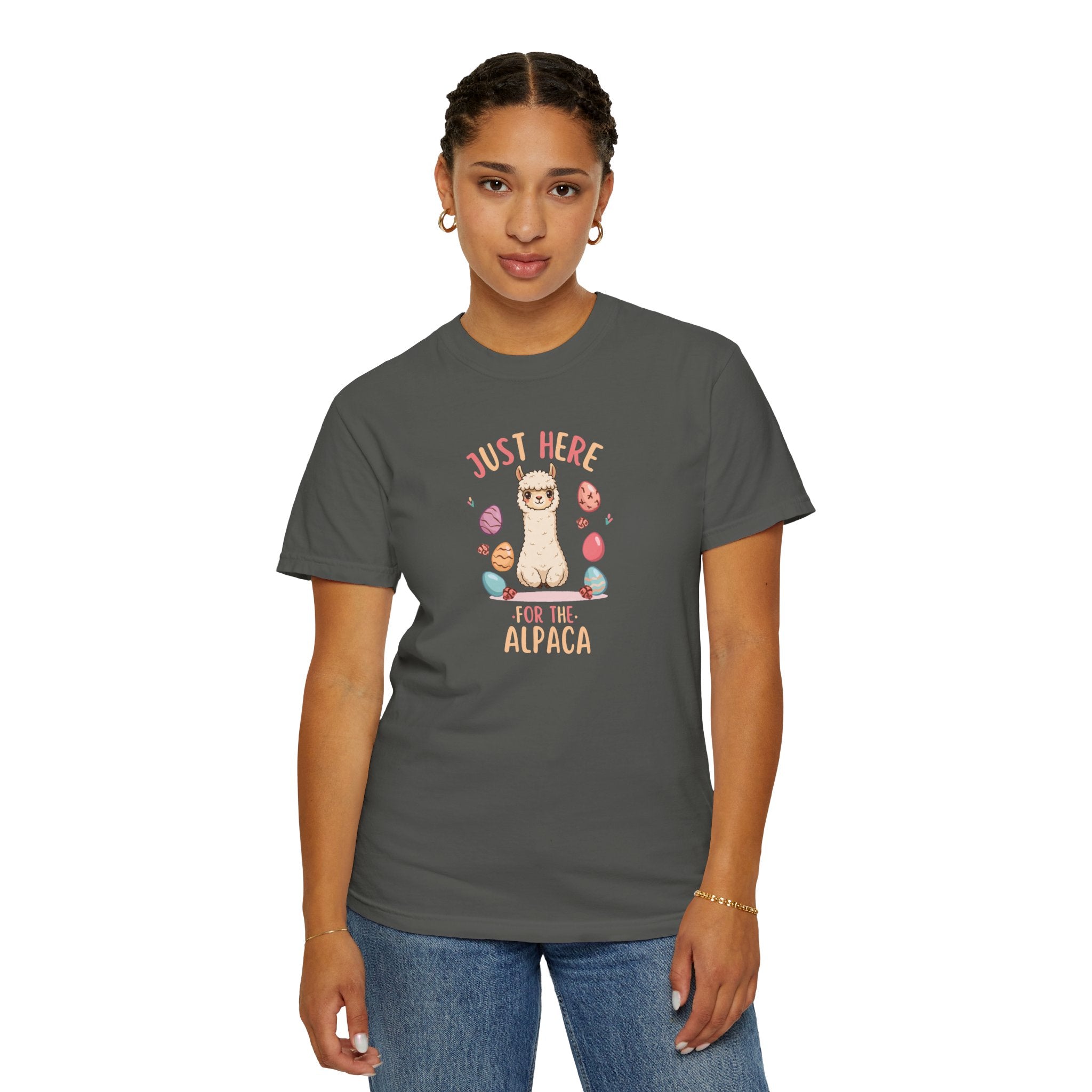 Unisex Garment-Dyed T-shirt, here for the alpaca