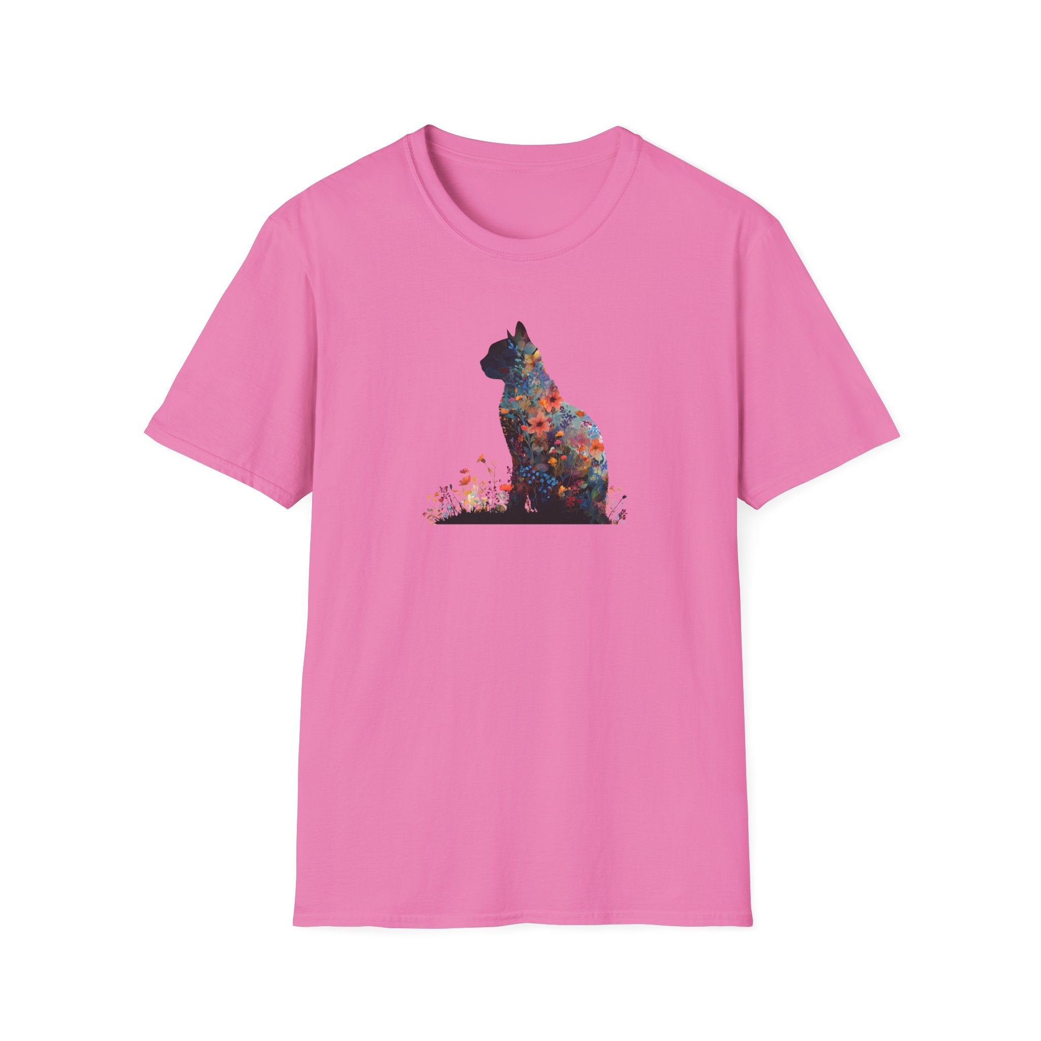 Unisex Softstyle T-Shirt, Floweral Cat