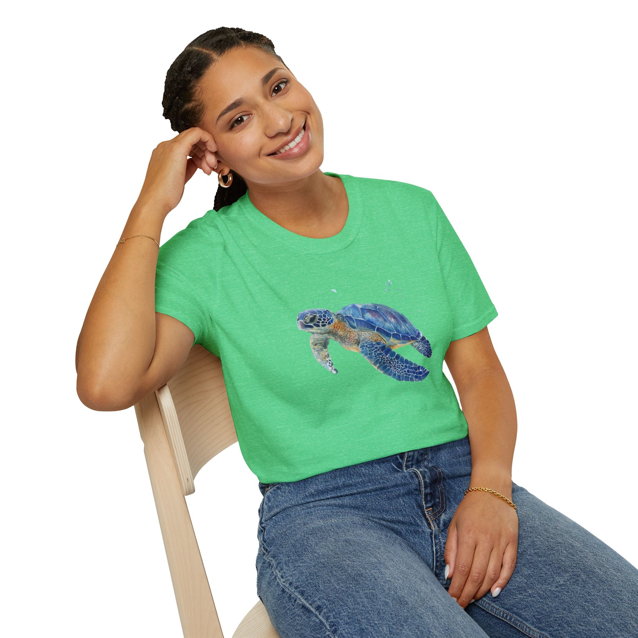 Unisex Softstyle ,T-Shirt Water Color Sea Turtle