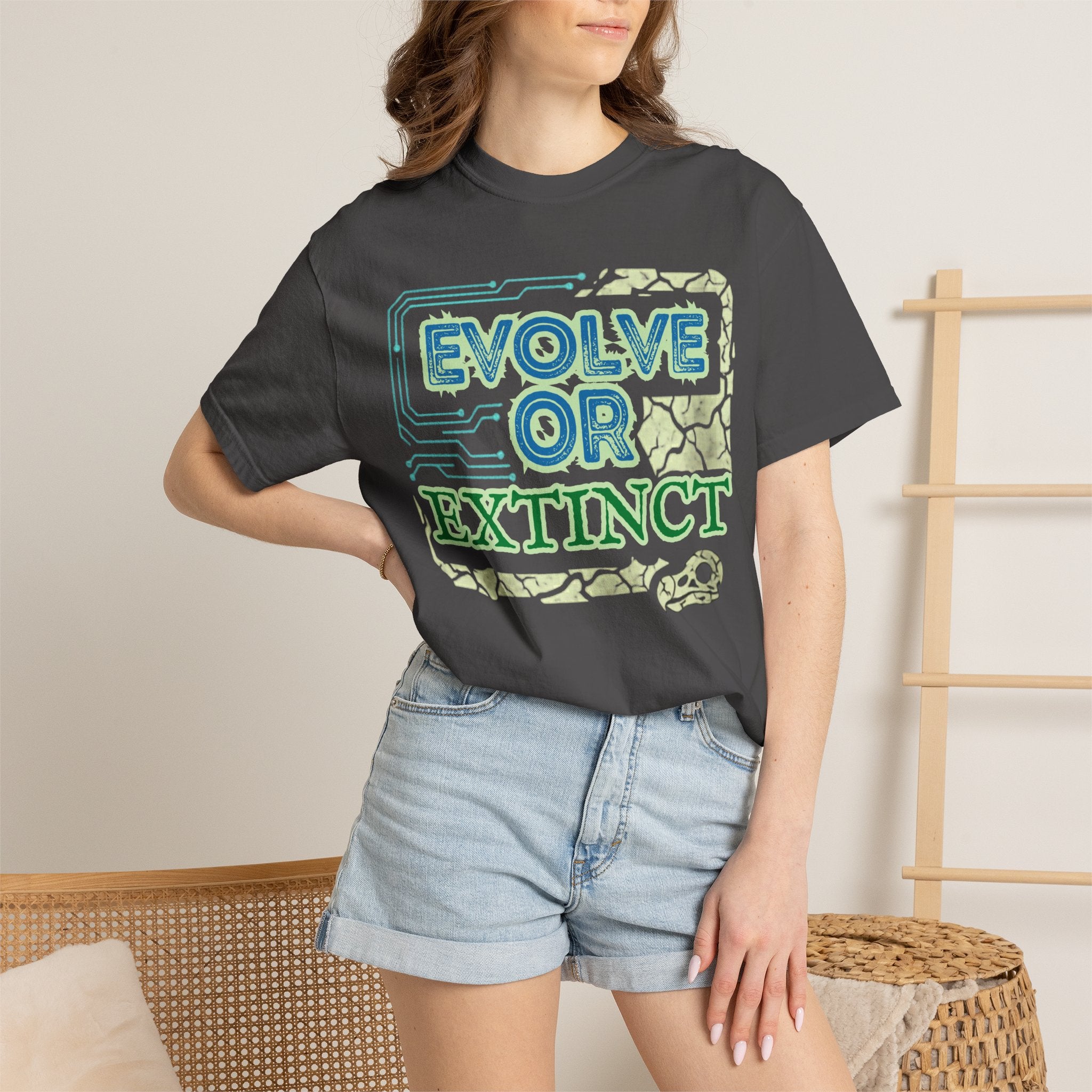 Unisex Garment-Dyed T-shirt, evolve or extinct