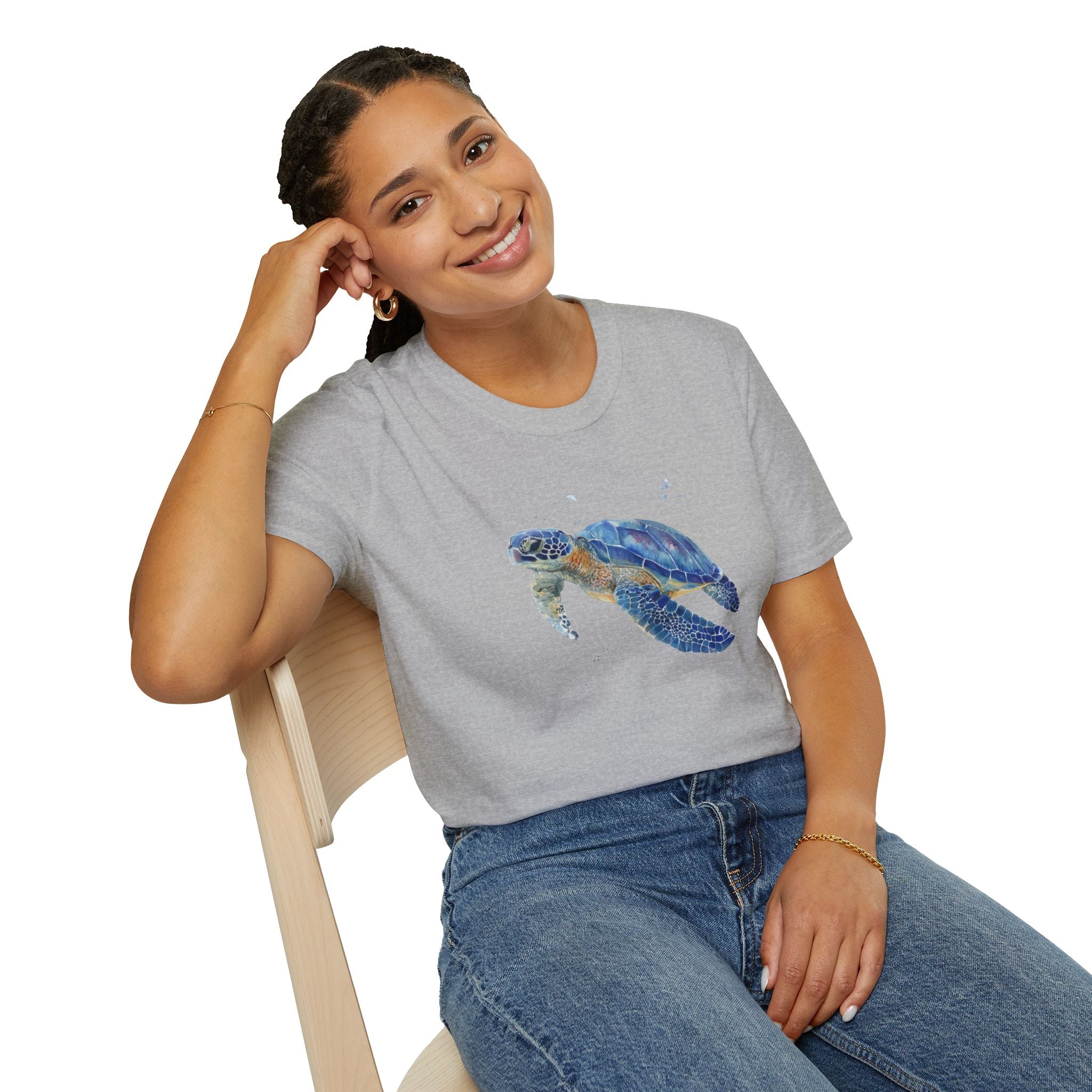 Unisex Softstyle ,T-Shirt Water Color Sea Turtle