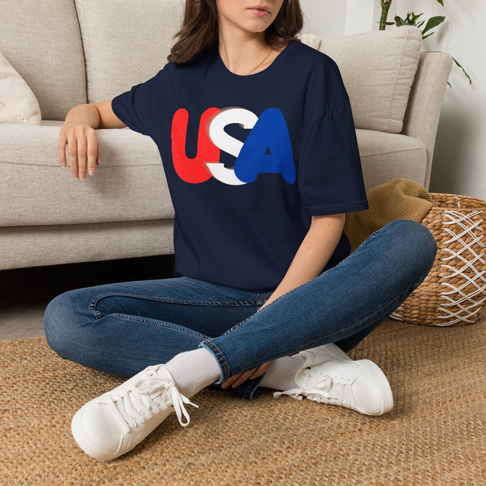 Unisex Softstyle T-Shirt, red, white and blue USA shirt