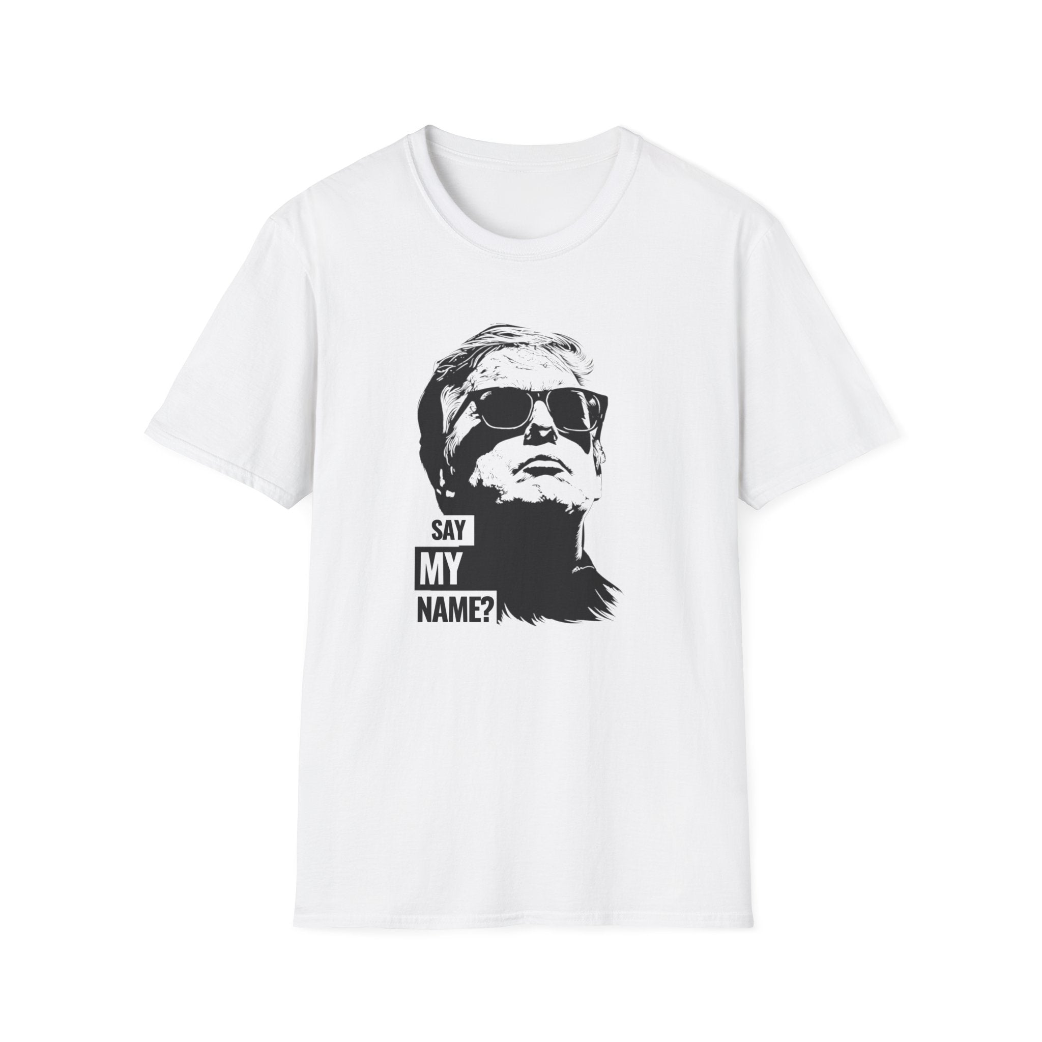 Unisex Softstyle T-Shirt, Whats My Name Shirt Minimal Trump Tee, Streetwear Graphic Tee, Funny Political Shirt, Trendy Minimalist Shirt