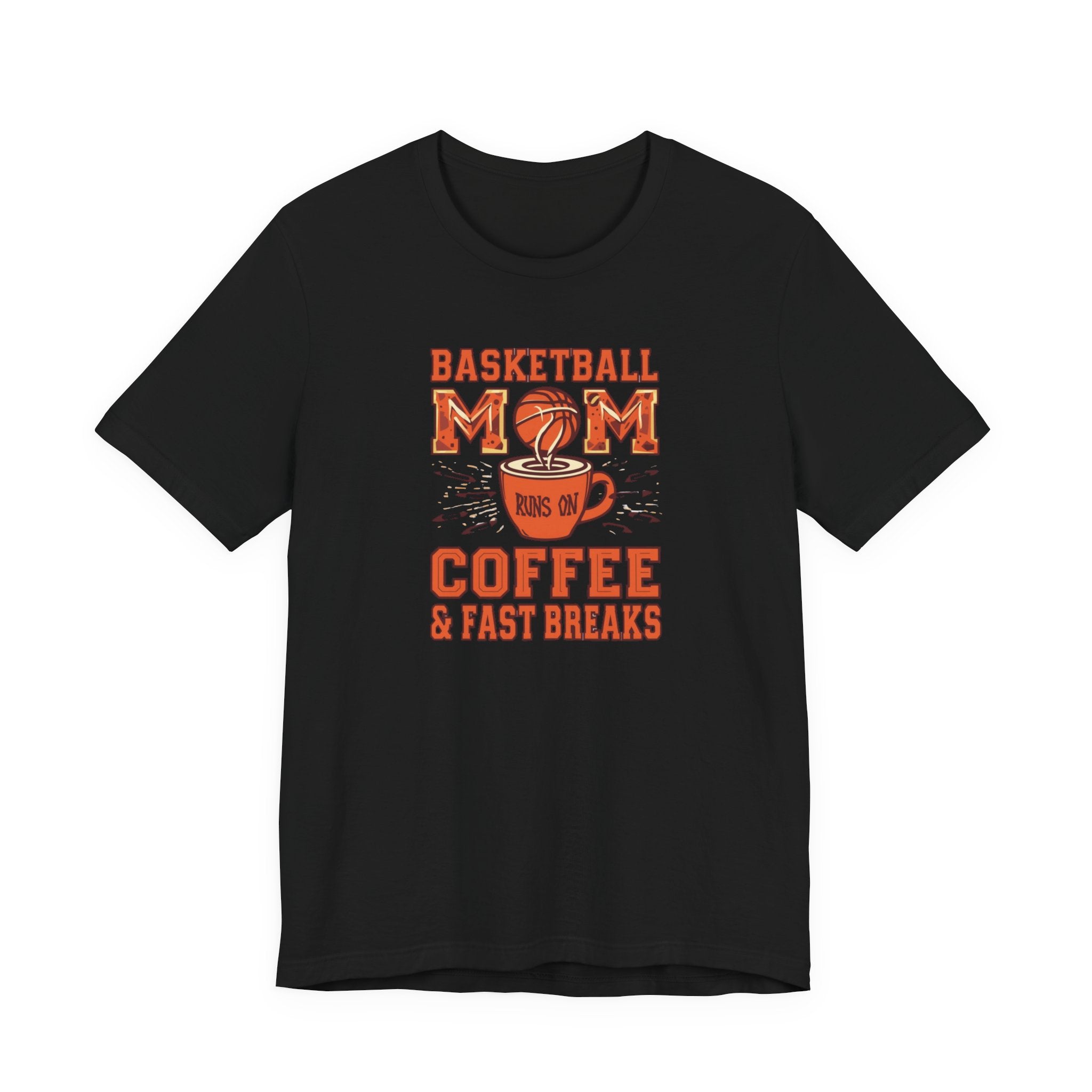 Unisex Jersey Short Sleeve Tee, Basketball Mom Shirt Runs on Coffee and Fast Breaks, Funny Sports Mom Tee, Mother’s Day Gift for Basketball Mom