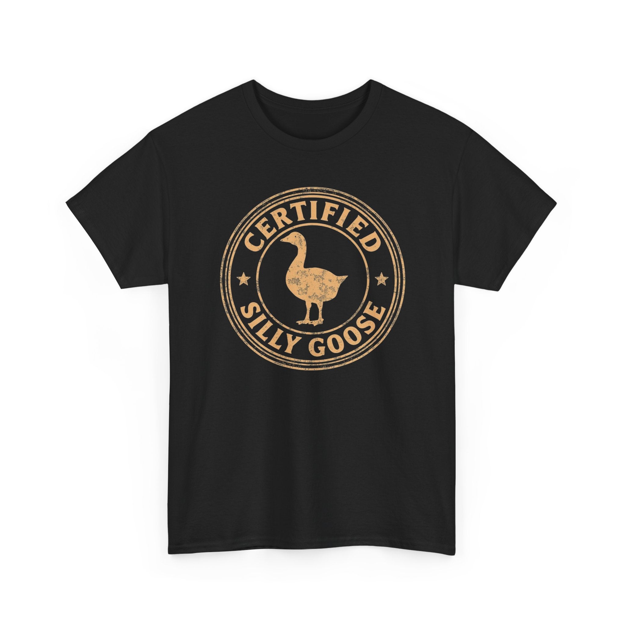 Unisex Heavy Cotton Tee, Certified Silly Goose Shirt, Funny Badge Tee, Goose Humor Shirt, Retro Stamp Design Shirt, Gift Idea