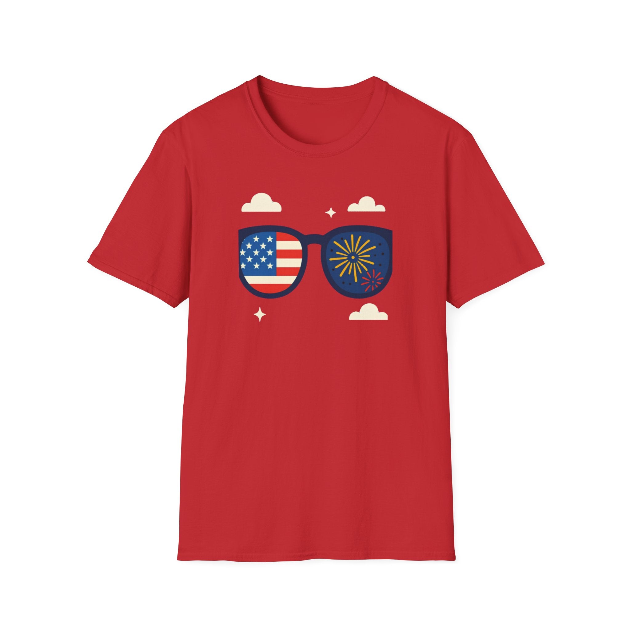Unisex Softstyle T-Shirt, Happy Independence Day Cool USA Shirt, Patriotic Sunglasses Tee, Funny 4th of July Shirt