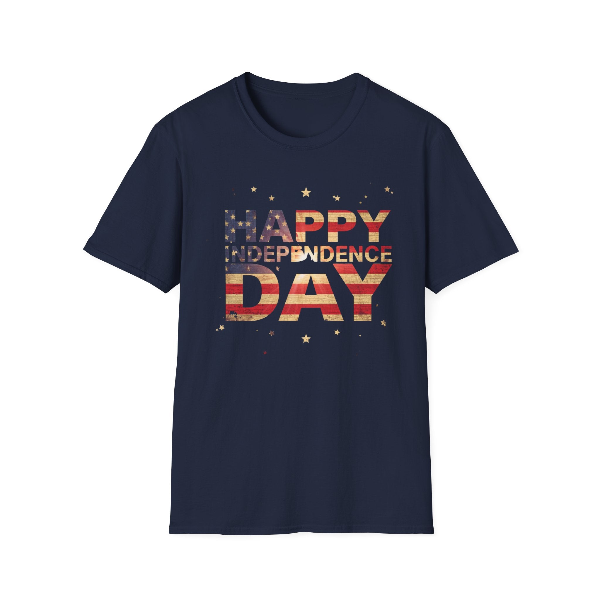Unisex Softstyle T-Shirt, Happy Independence Day Minimal Shirt, Modern Patriotic Tee, Simple USA Shirt